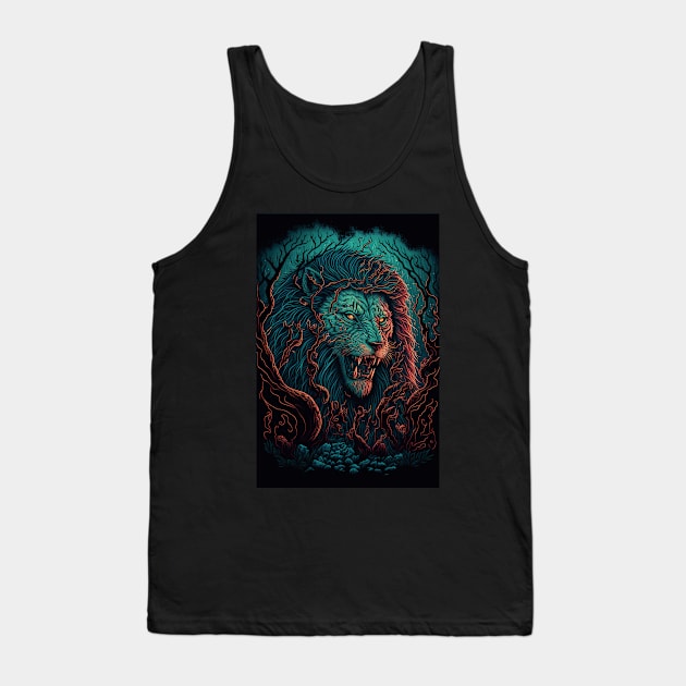 Lion Roaring Through The Woods Tank Top by TortillaChief